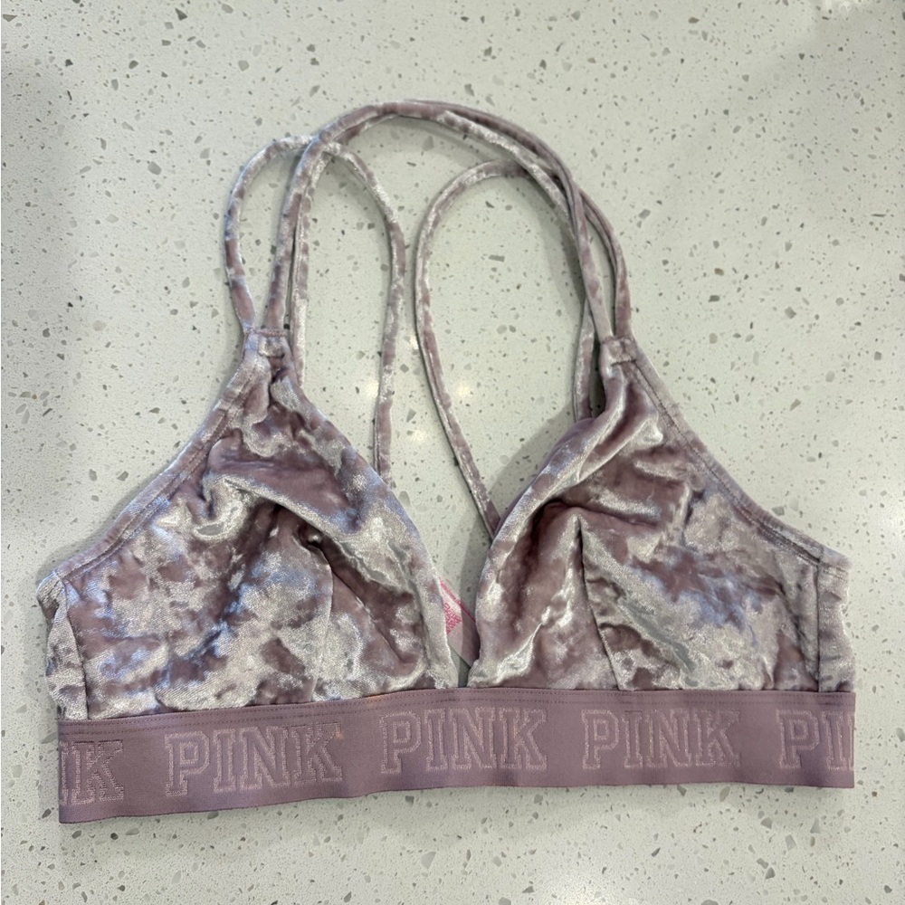 NWOT Pink Unlined Velvet Soft Bralette Size M Lilac/Purple